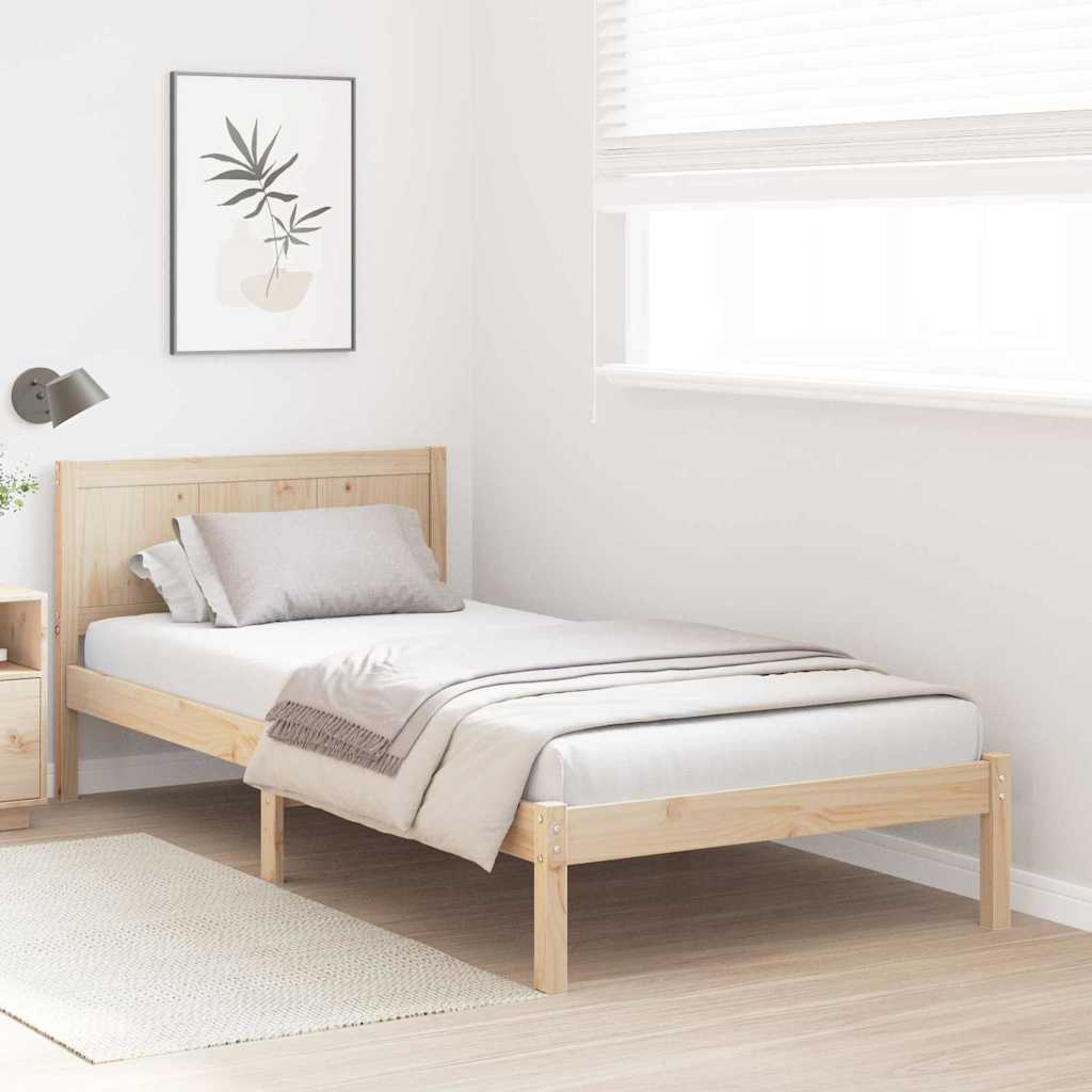 Bed Frame Brown 75 x 190 cm Solid Pine wood