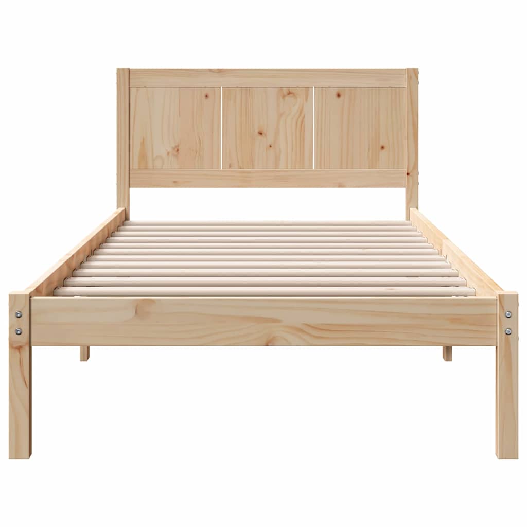 Bed Frame Brown 75 x 190 cm Solid Pine wood
