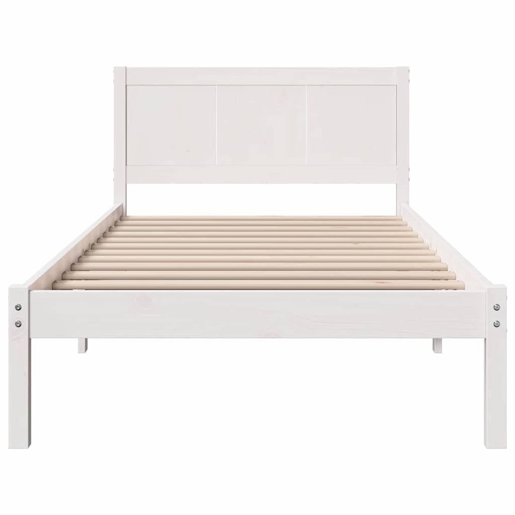 Bed Frame White 75 x 190 cm Solid Pine wood