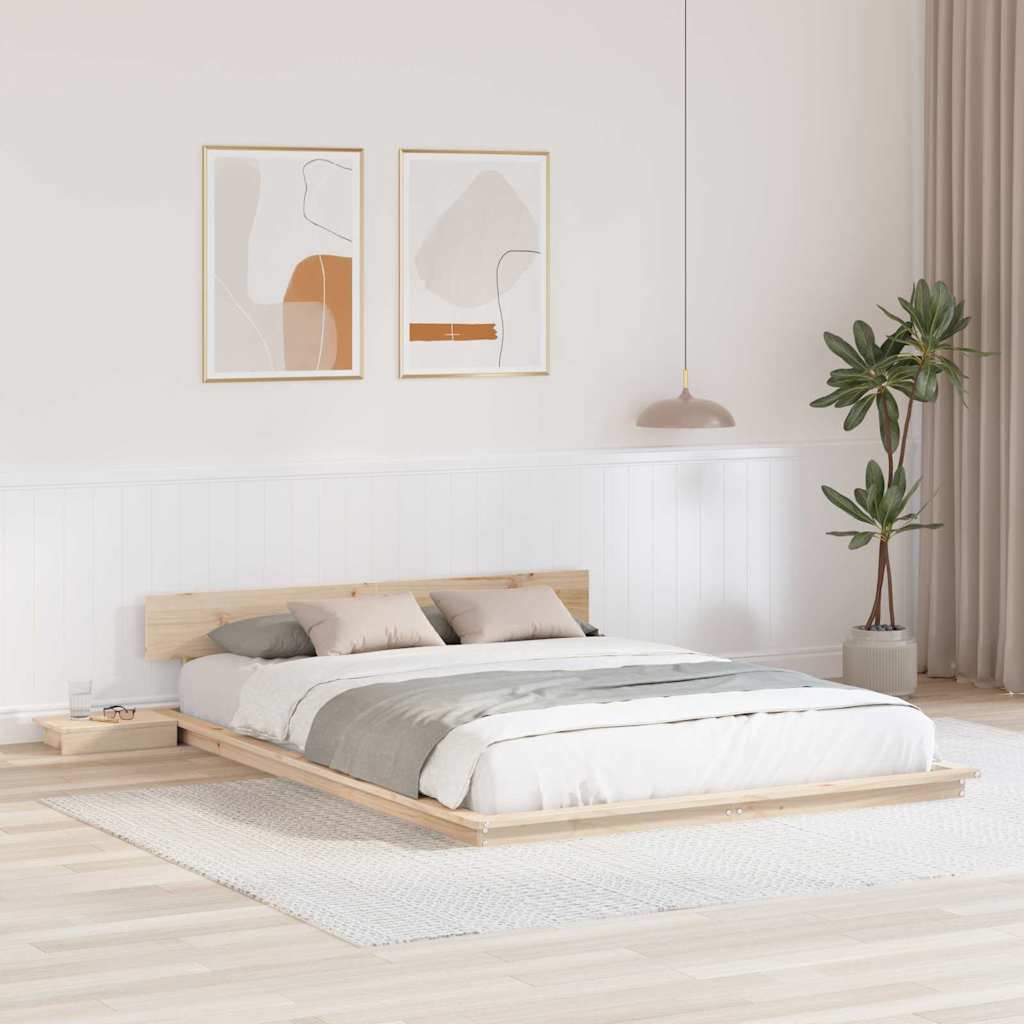 Bed Frame with Headboard with Storage Brown 160 x 200 cm Wood