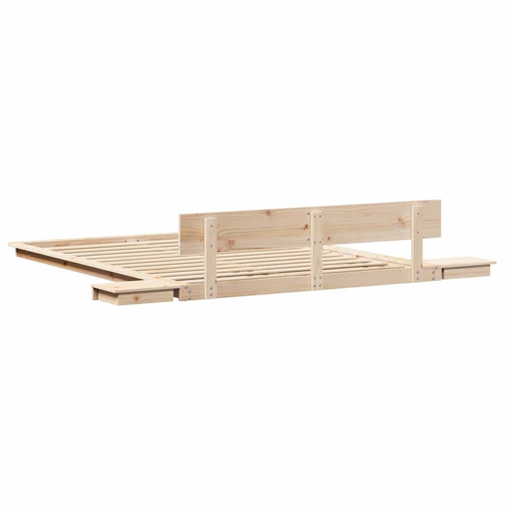 Bed Frame with Headboard with Storage Brown 160 x 200 cm Wood