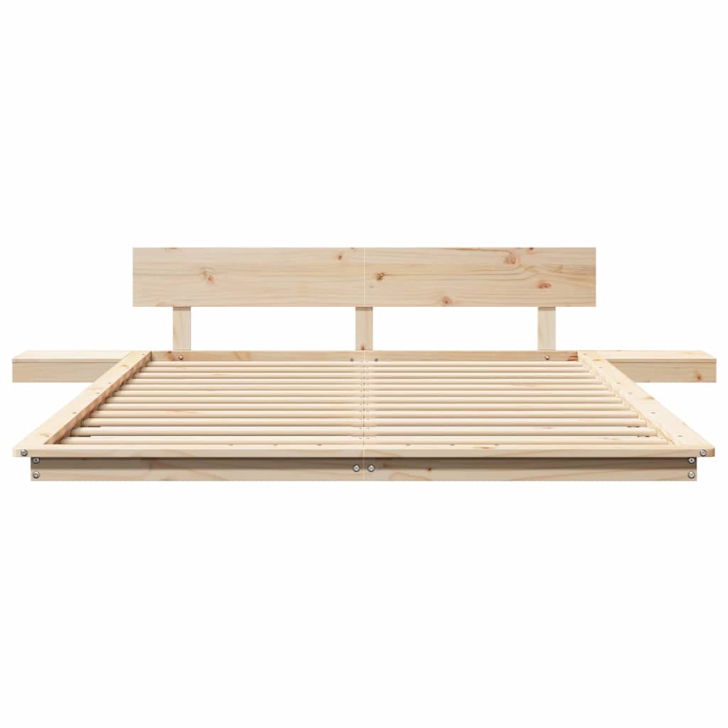 Bed Frame with Headboard with Storage Brown 160 x 200 cm Wood