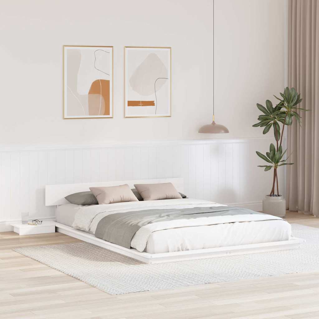 Bed Frame White 140 x 200 cm Wood