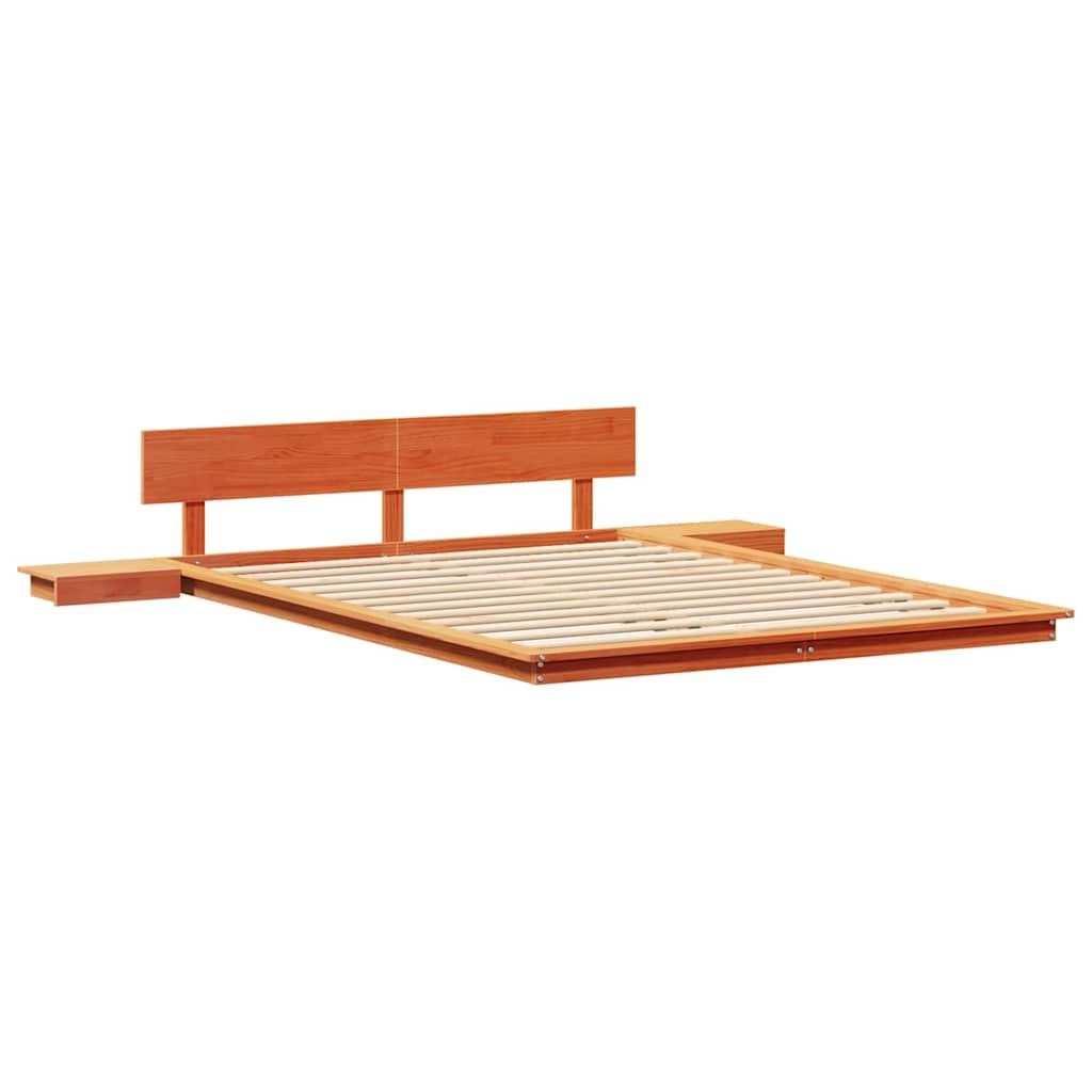 Bed Frame with Headboard with Storage Brown 140 x 200 cm Wood
