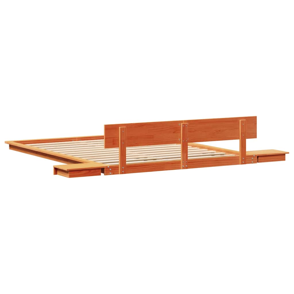 Bed Frame with Headboard with Storage Brown 140 x 200 cm Wood