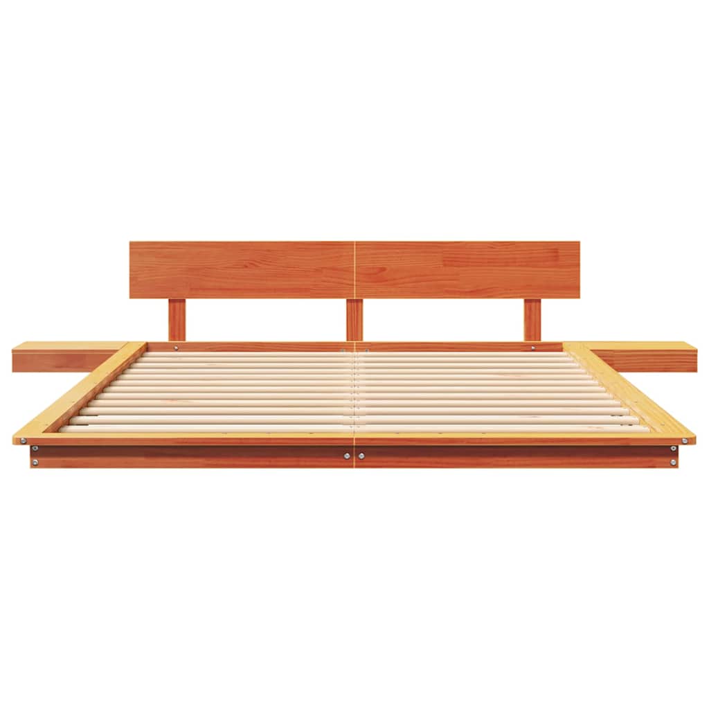Bed Frame with Headboard with Storage Brown 140 x 200 cm Wood