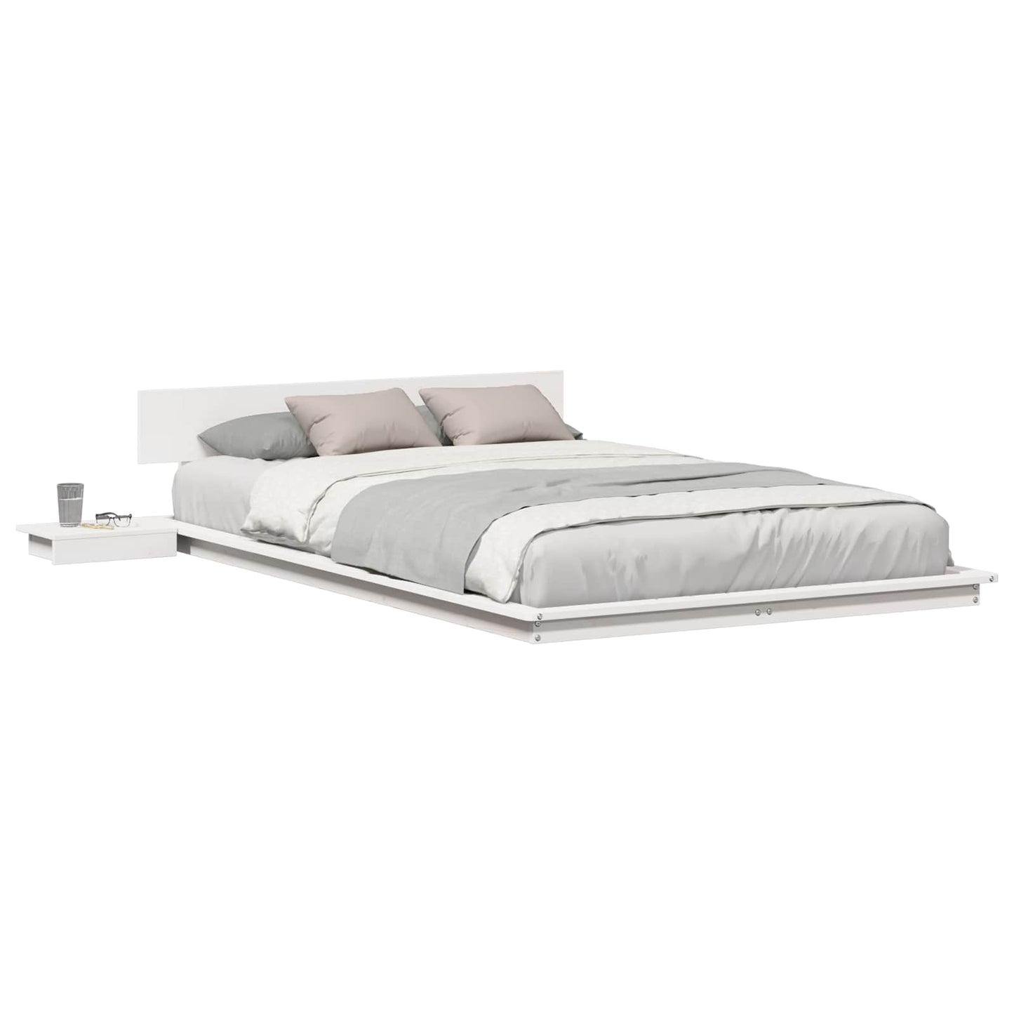 Bed Frame with Headboard with Storage Brown 135 x 190 cm Wood