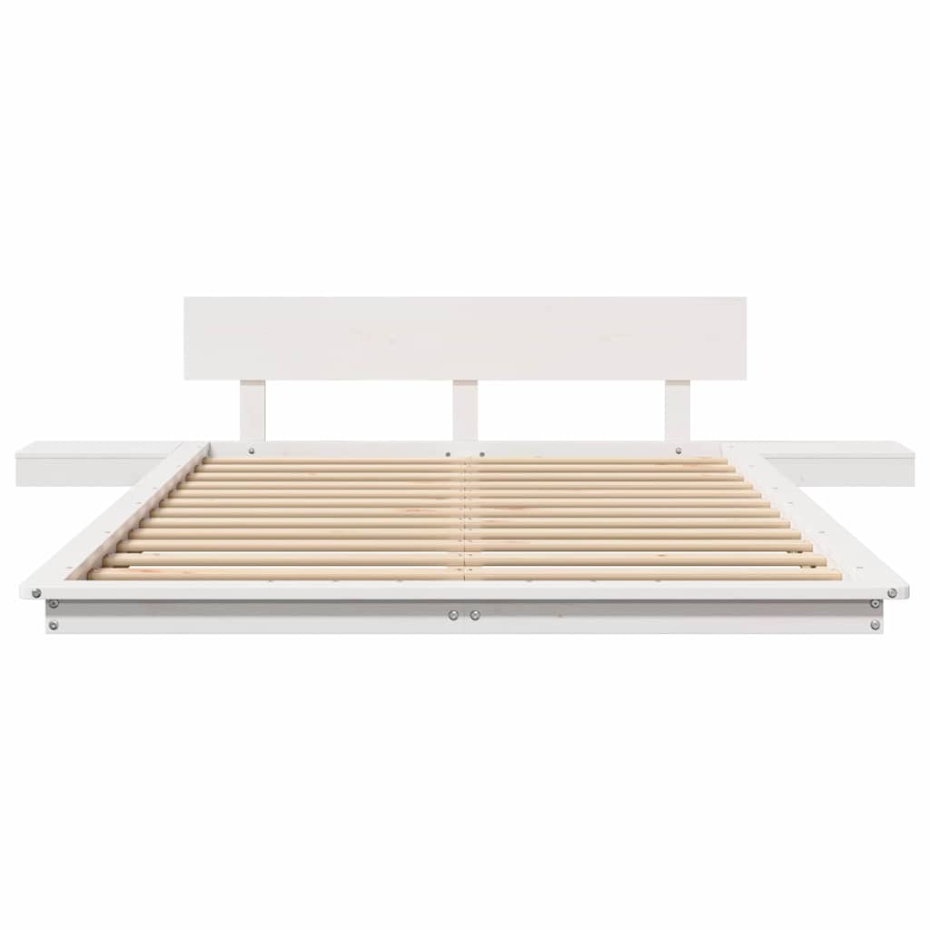 Bed Frame with Headboard with Storage Brown 135 x 190 cm Wood