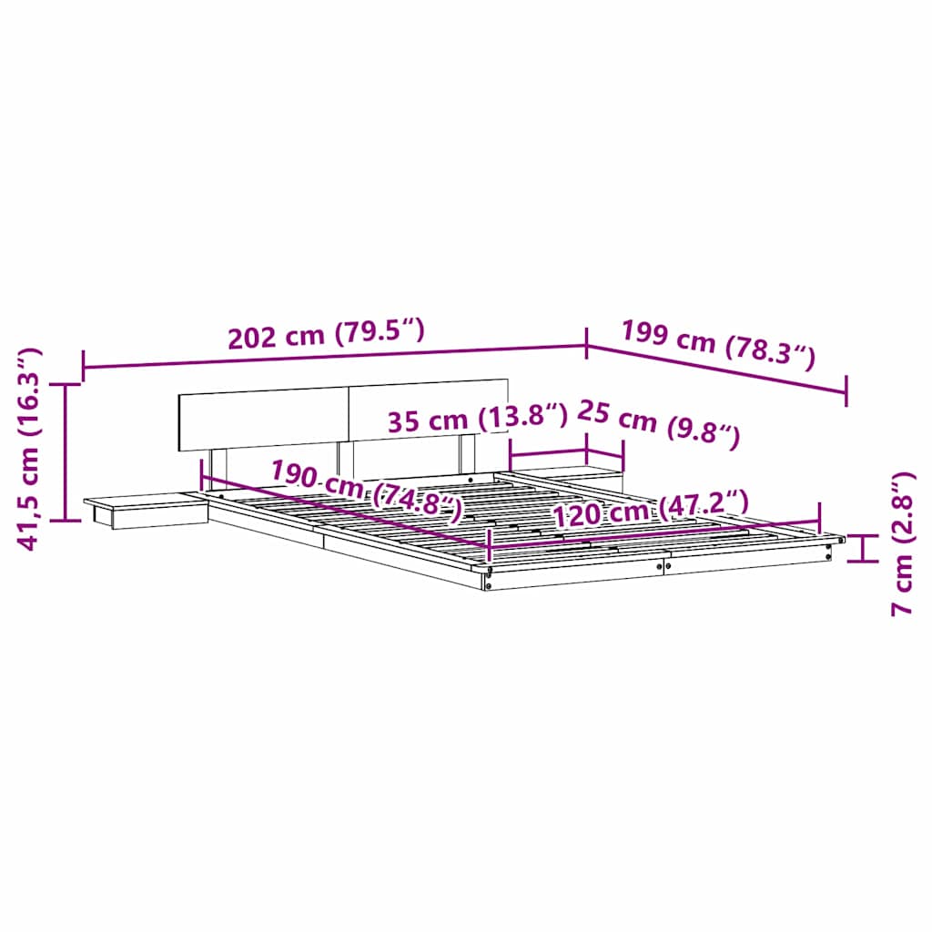 Bed Frame Brown 120 x 190 cm Wood