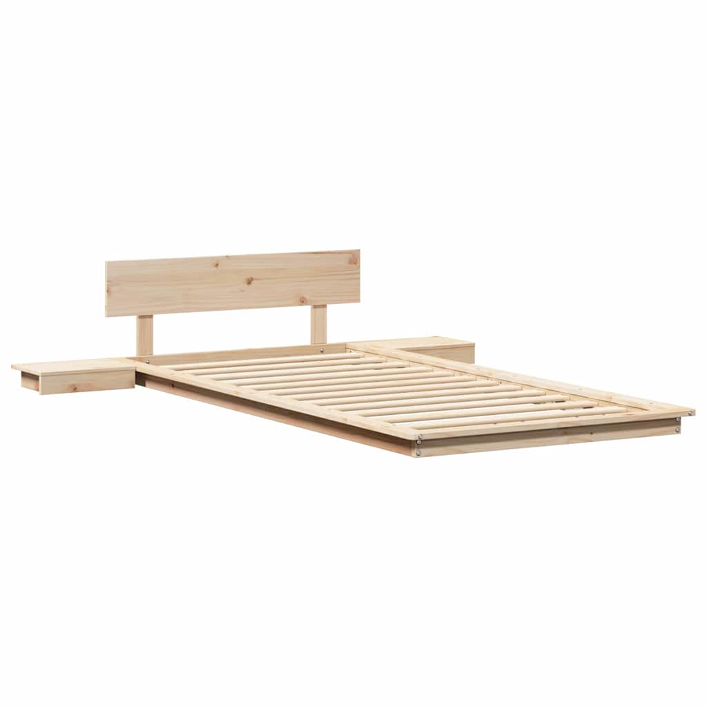 Bed Frame with Headboard with Storage Brown 90 x 200 cm Wood