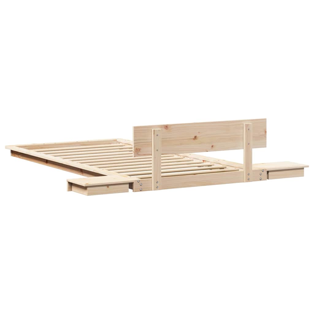 Bed Frame with Headboard with Storage Brown 90 x 200 cm Wood