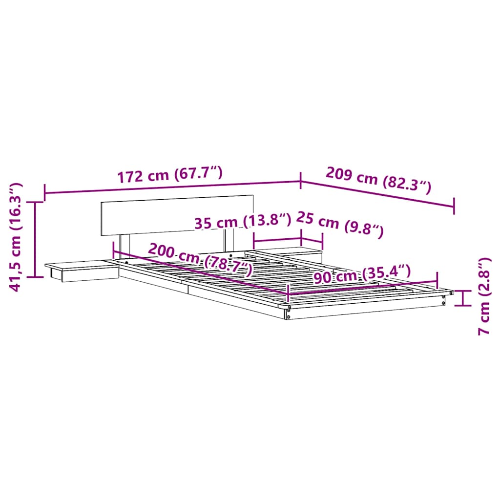 Bed Frame White 90 x 200 cm Wood