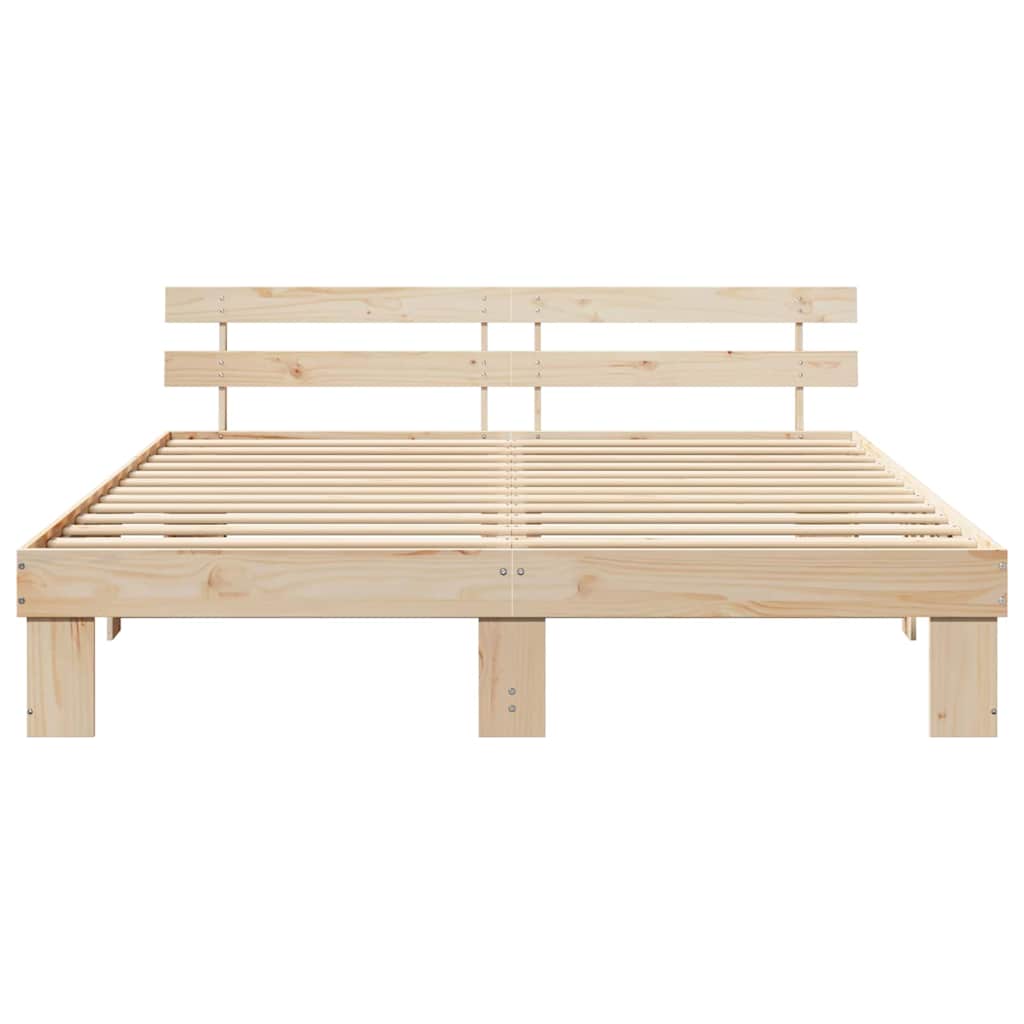Bed Frame with Headboard Natural 180 x 200 cm Solid Pine Wood