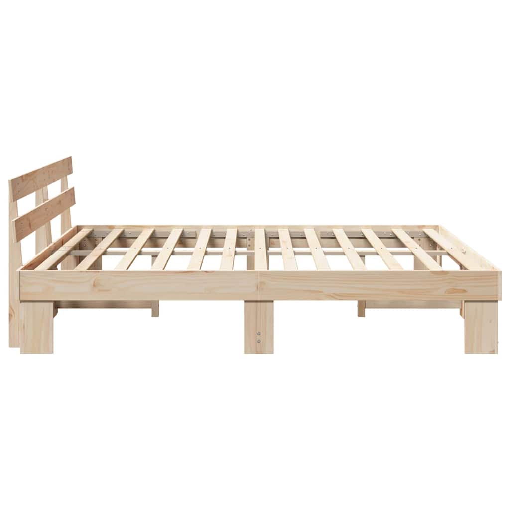Bed Frame with Headboard Natural 180 x 200 cm Solid Pine Wood