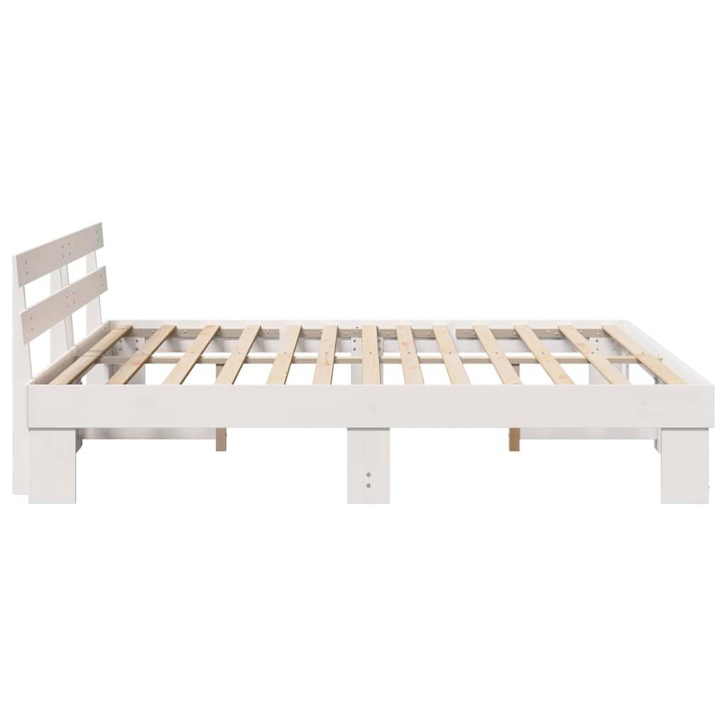 Bed Frame with Headboard White 180 x 200 cm Solid Pine Wood