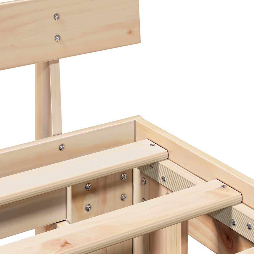 Bed Frame with Headboard Natural 160 x 200 cm Solid Pine Wood