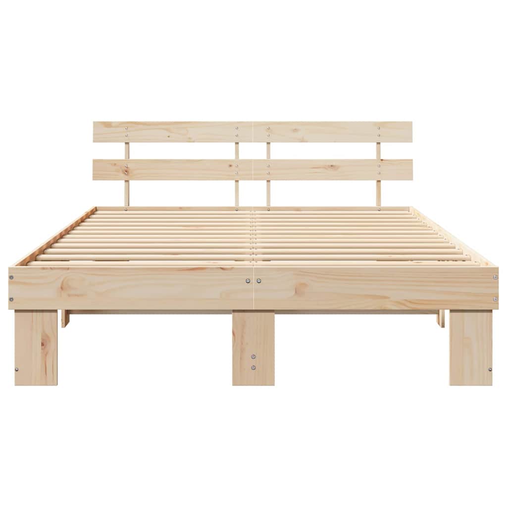 Bed Frame with Headboard Natural 160 x 200 cm Solid Pine Wood