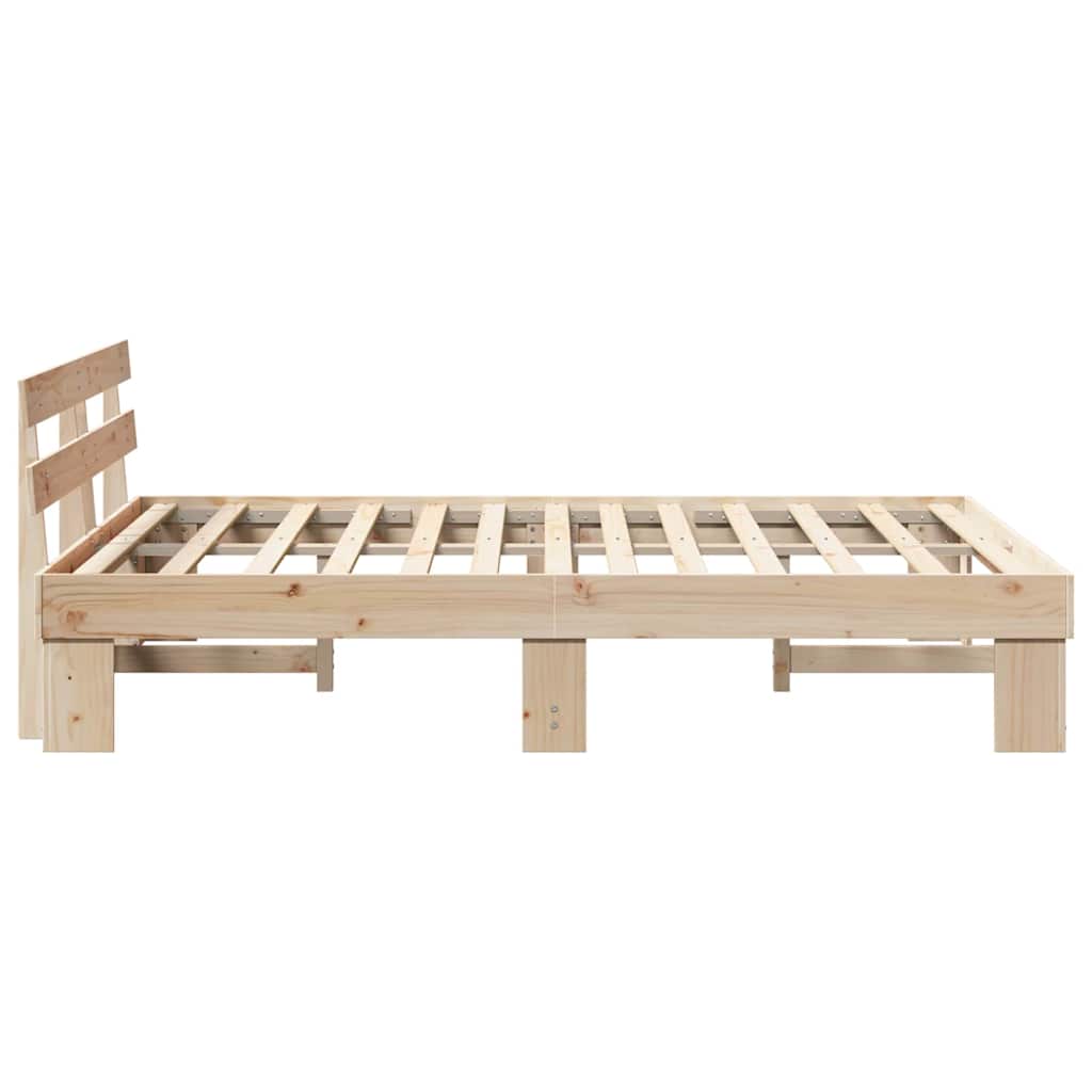 Bed Frame with Headboard Natural 160 x 200 cm Solid Pine Wood