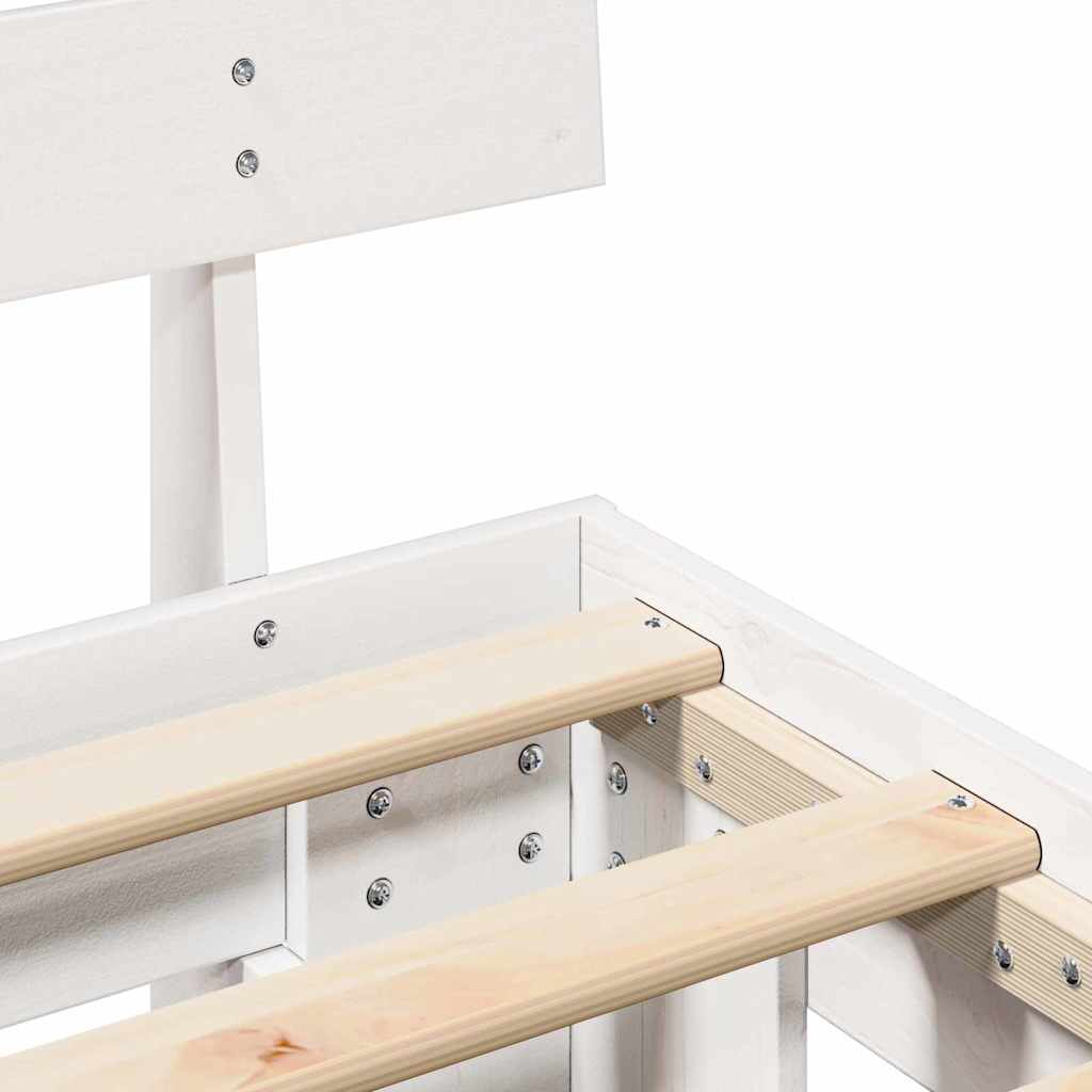 Bed Frame with Headboard White 150 x 200 cm Solid Pine Wood