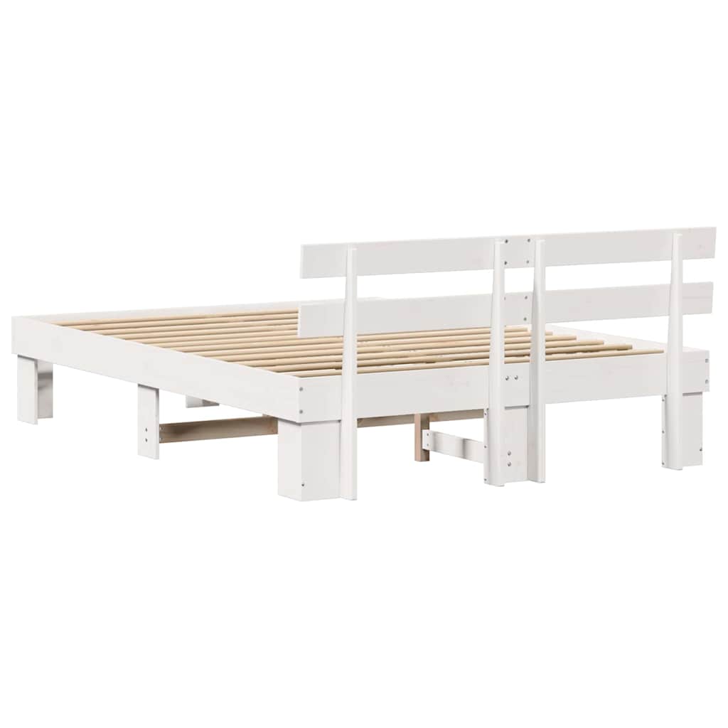 Bed Frame with Headboard White 140 x 200 cm Solid Pine Wood