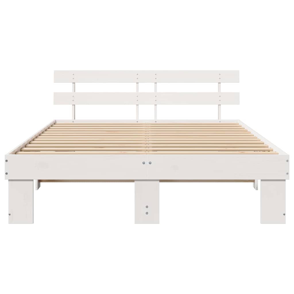 Bed Frame with Headboard White 140 x 200 cm Solid Pine Wood