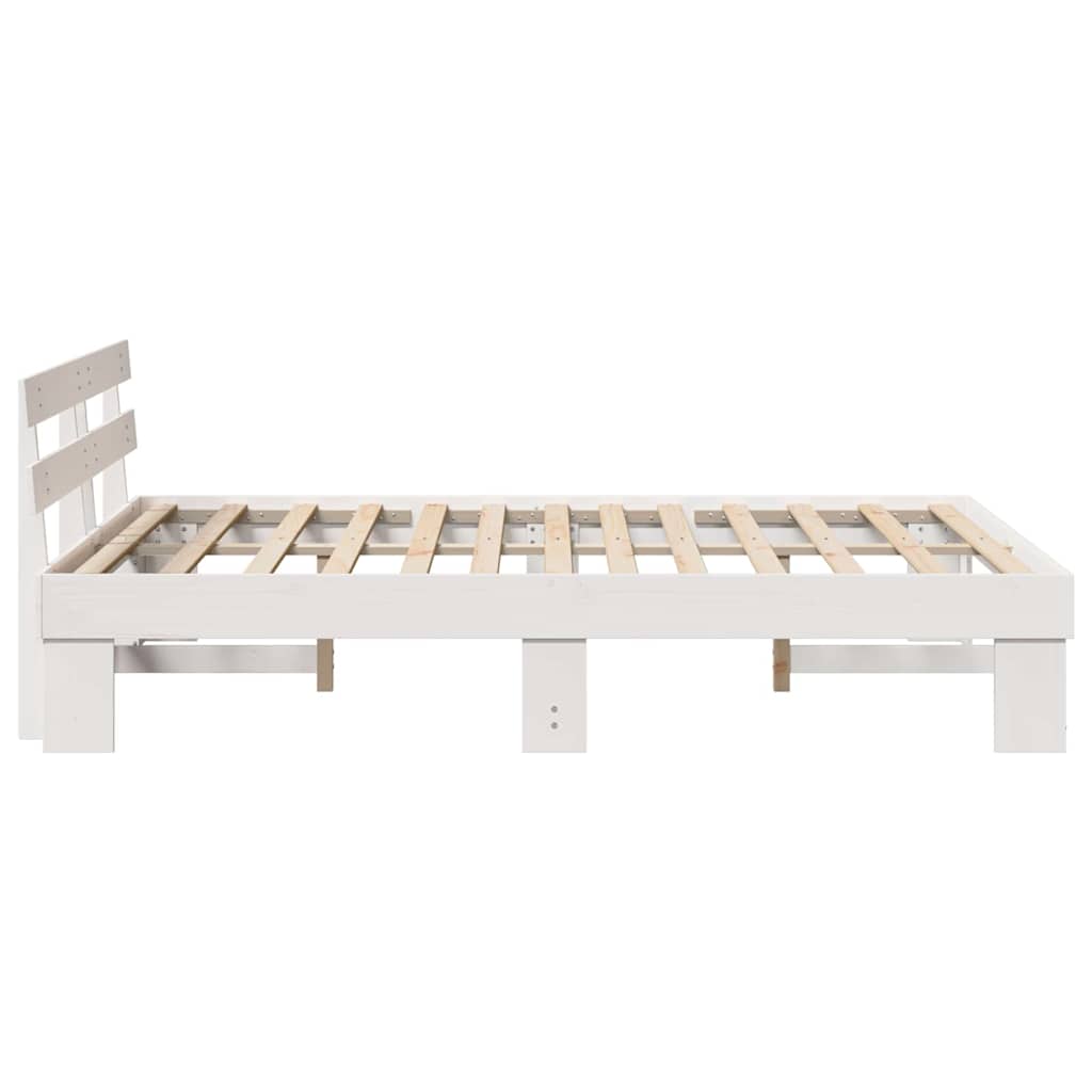 Bed Frame with Headboard White 140 x 200 cm Solid Pine Wood