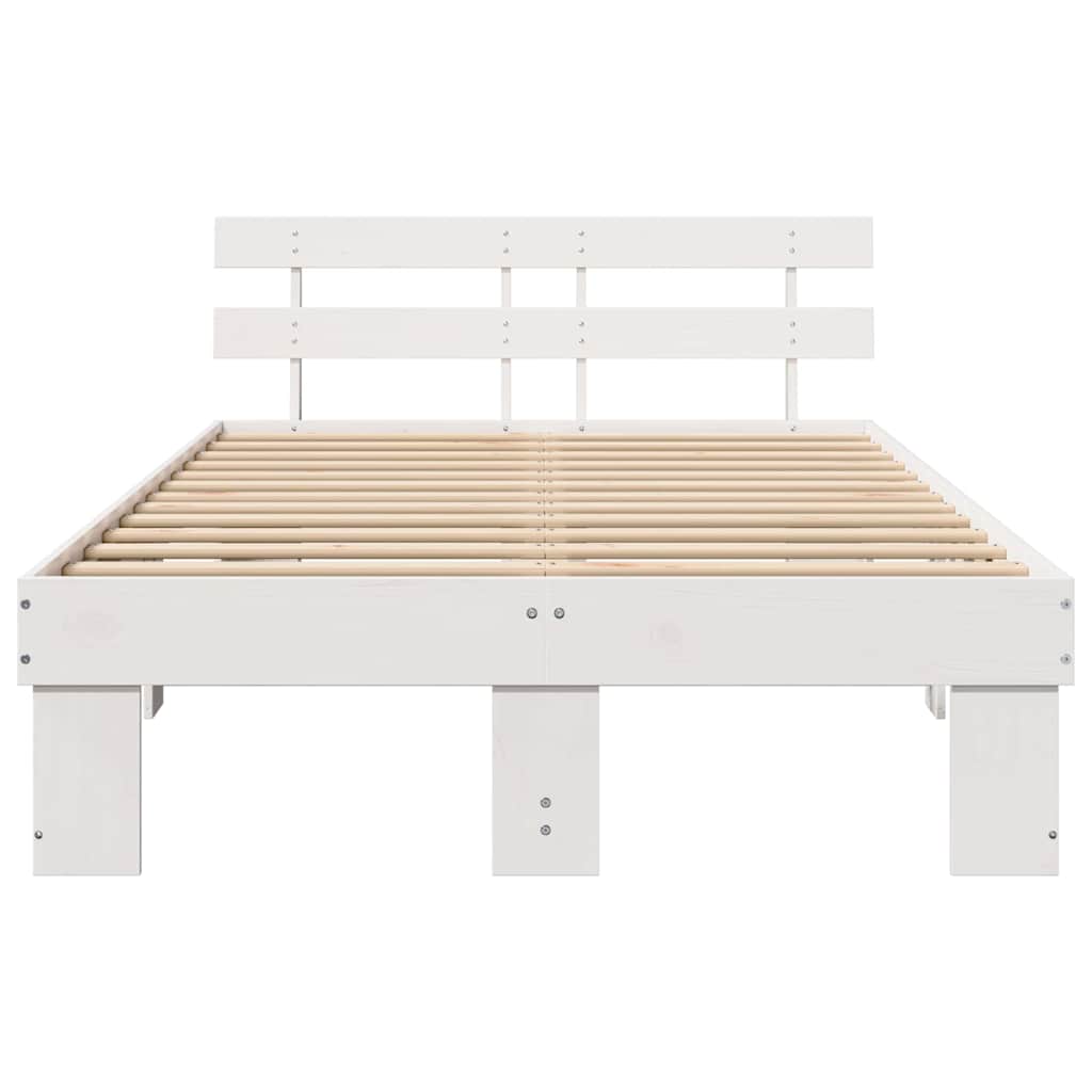 Bed Frame with Headboard White 120 x 200 cm Solid Pine Wood