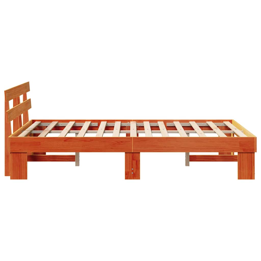 Bed Frame with Headboard Wax Brown 120 x 200 cm Solid Pine Wood
