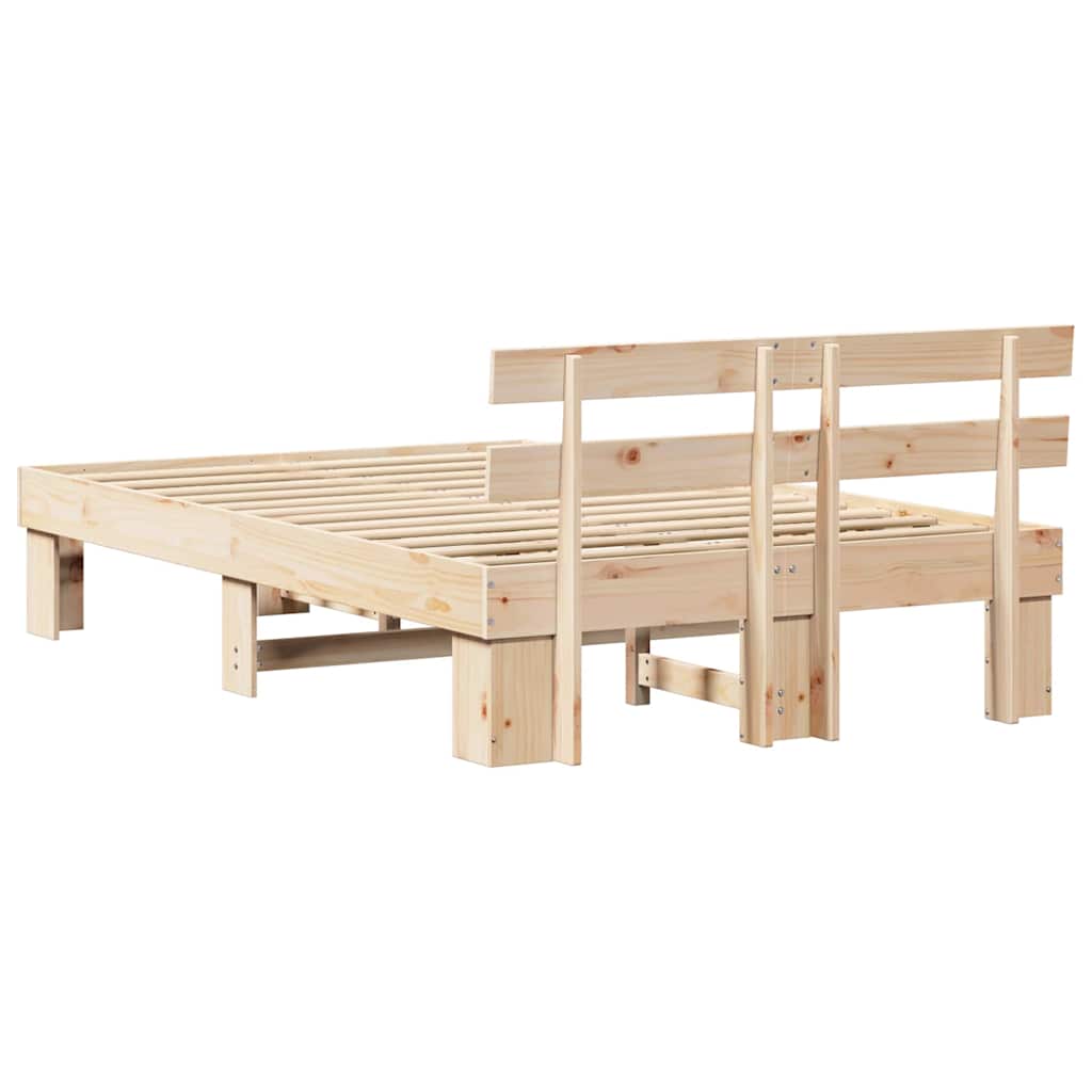 Bed Frame with Headboard Natural 120 x 190 cm Solid Pine Wood