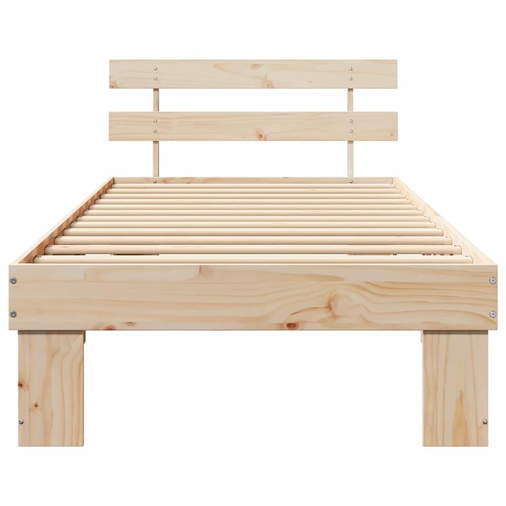 Bed Frame with Headboard Natural 100 x 200 cm Solid Pine Wood