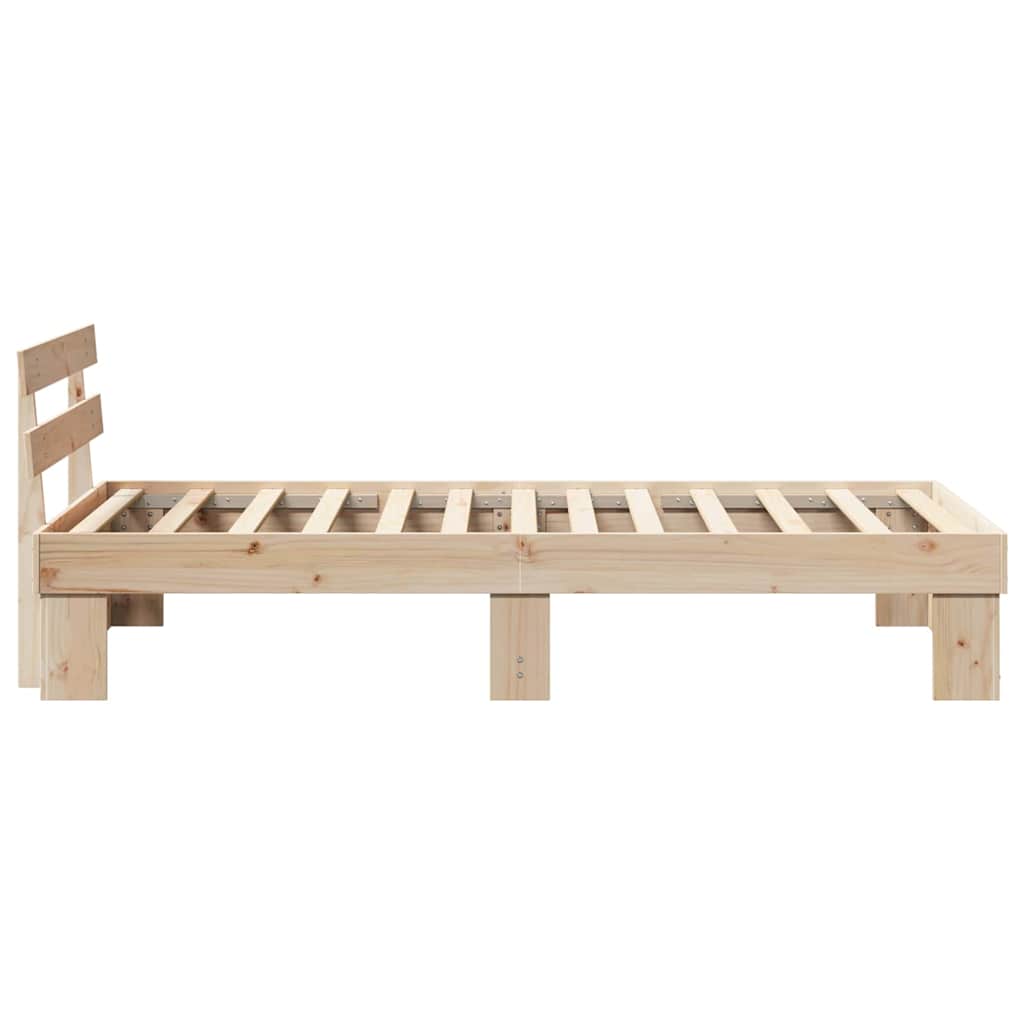Bed Frame with Headboard Natural 90 x 200 cm Solid Pine Wood
