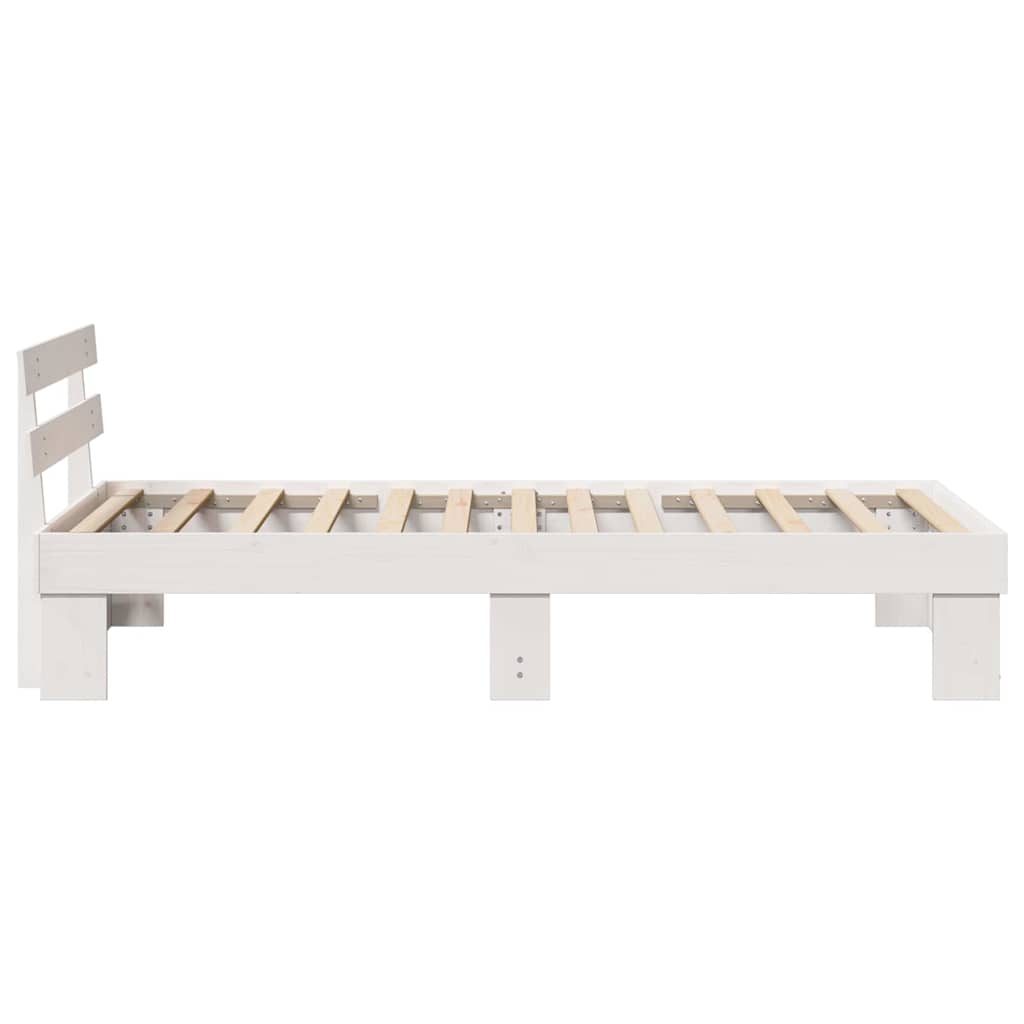 Bed Frame with Headboard White 90 x 200 cm Solid Pine Wood
