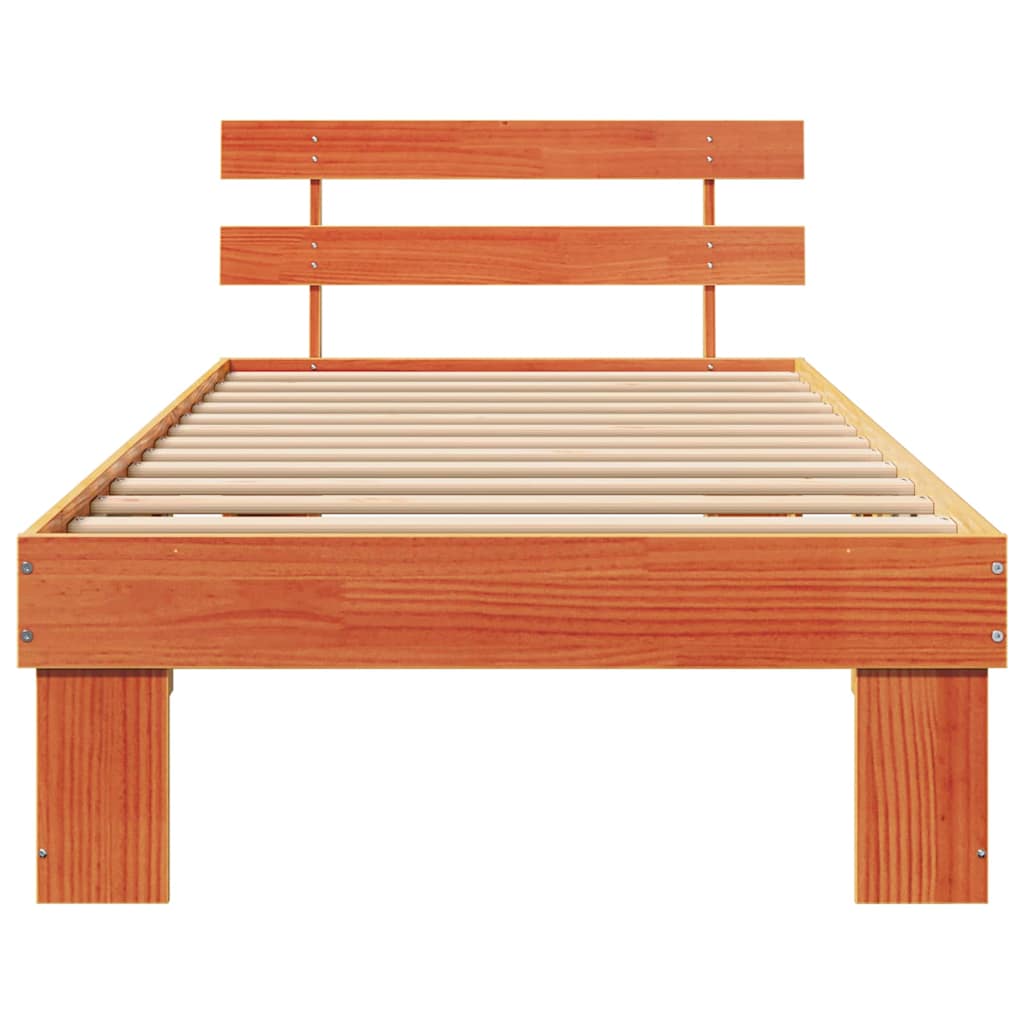 Bed Frame with Headboard Wax Brown 80 x 200 cm Solid Pine Wood