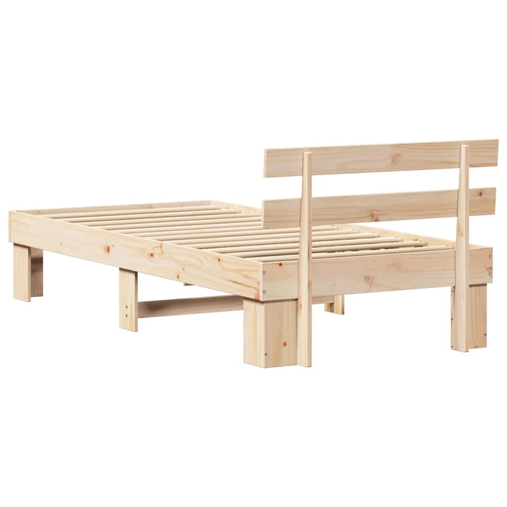 Bed Frame with Headboard Natural 90 x 190 cm Solid Pine Wood