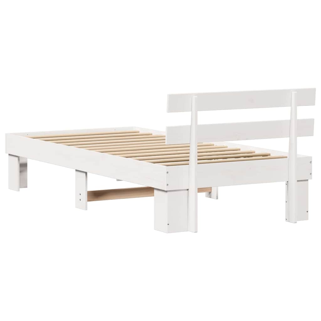 Bed Frame with Headboard White 90 x 190 cm Solid Pine Wood