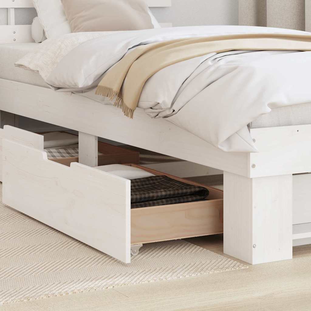 Bed Frame with Headboard White 100 x 200 cm Solid Pine Wood