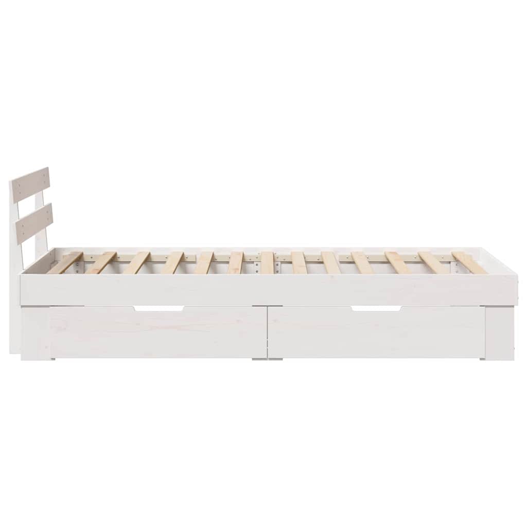 Bed Frame with Headboard White 100 x 200 cm Solid Pine Wood
