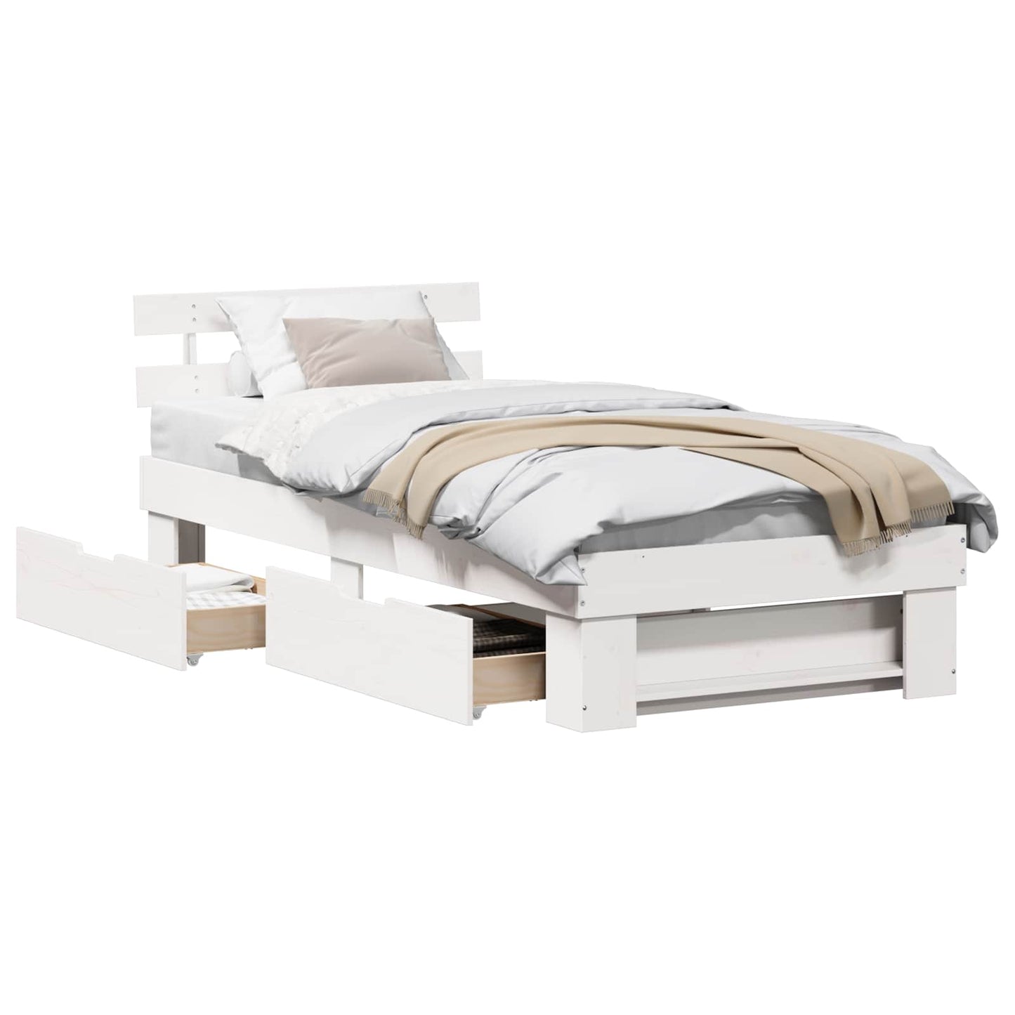 Bed Frame with Headboard White 80 x 200 cm Solid Pine Wood