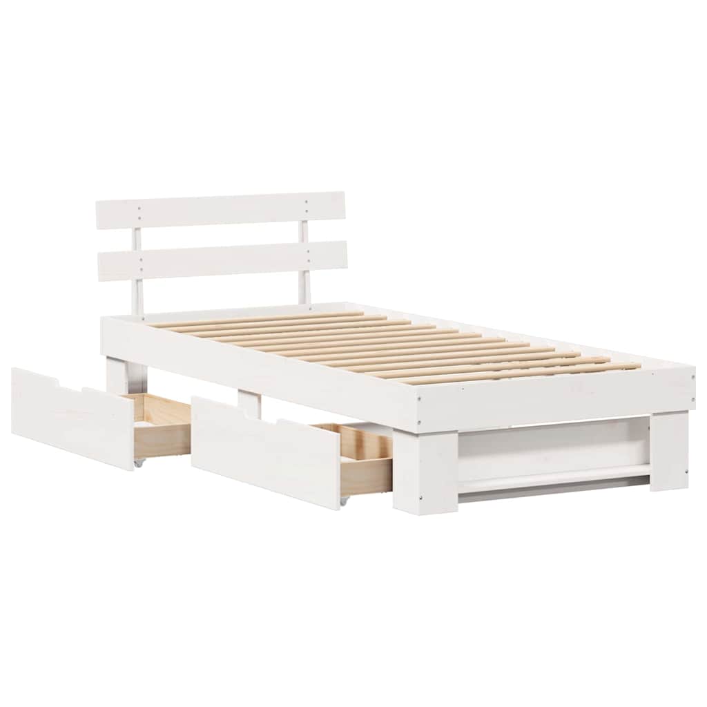 Bed Frame with Headboard White 80 x 200 cm Solid Pine Wood
