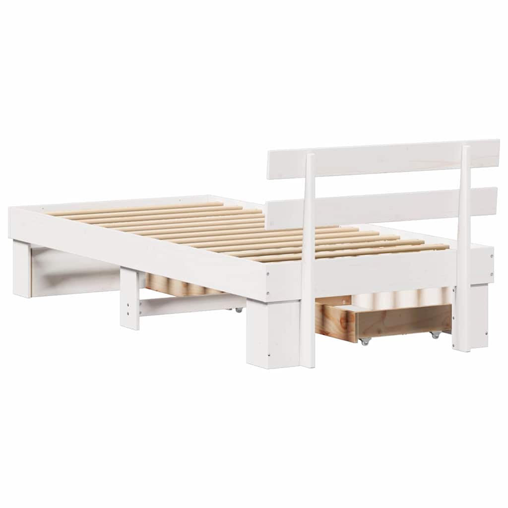 Bed Frame with Headboard White 80 x 200 cm Solid Pine Wood