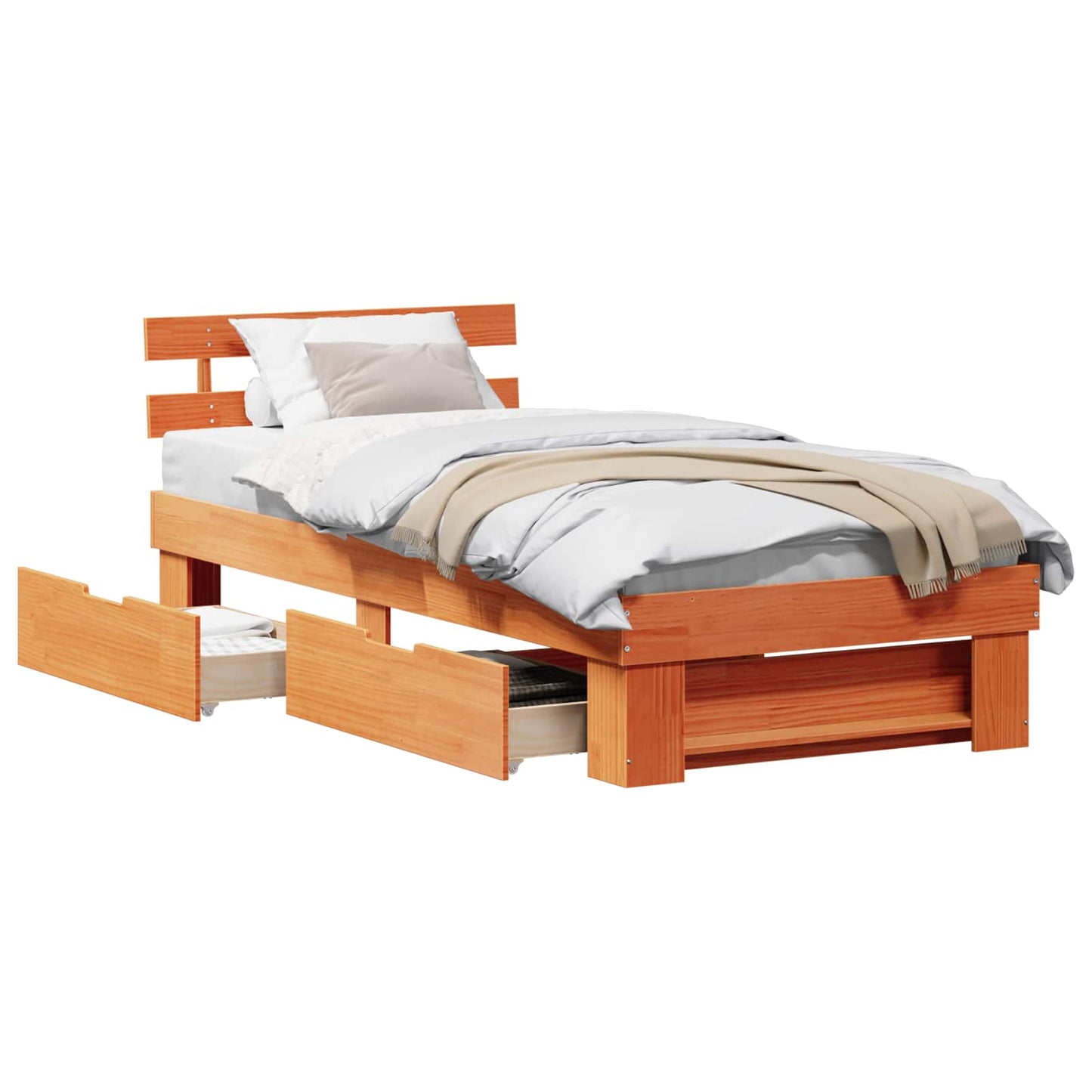 Bed Frame with Headboard Wax Brown 80 x 200 cm Solid Pine Wood