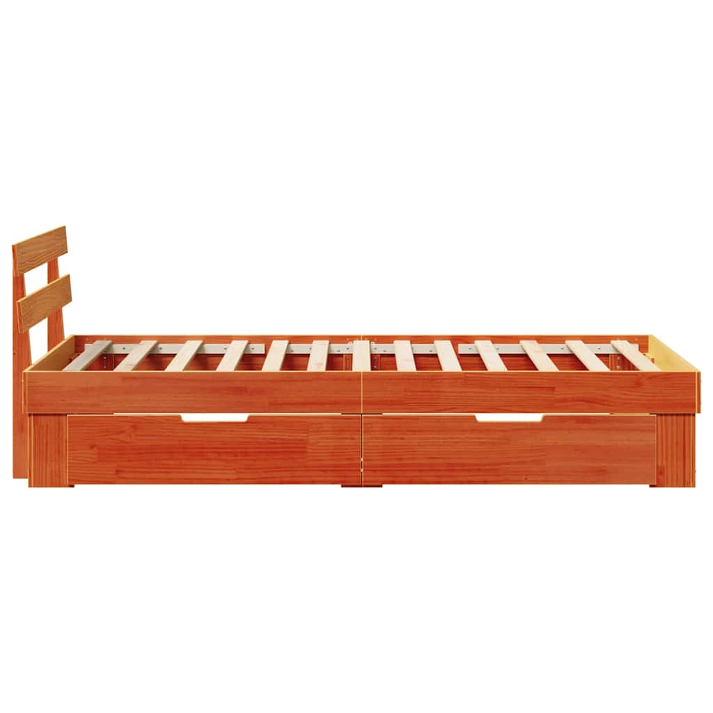 Bed Frame with Headboard Wax Brown 80 x 200 cm Solid Pine Wood