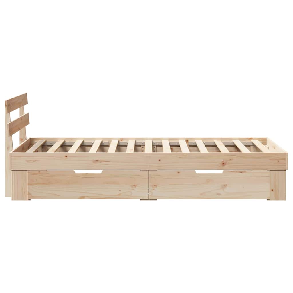 Bed Frame with Headboard Natural 75 x 190 cm Solid Pine Wood