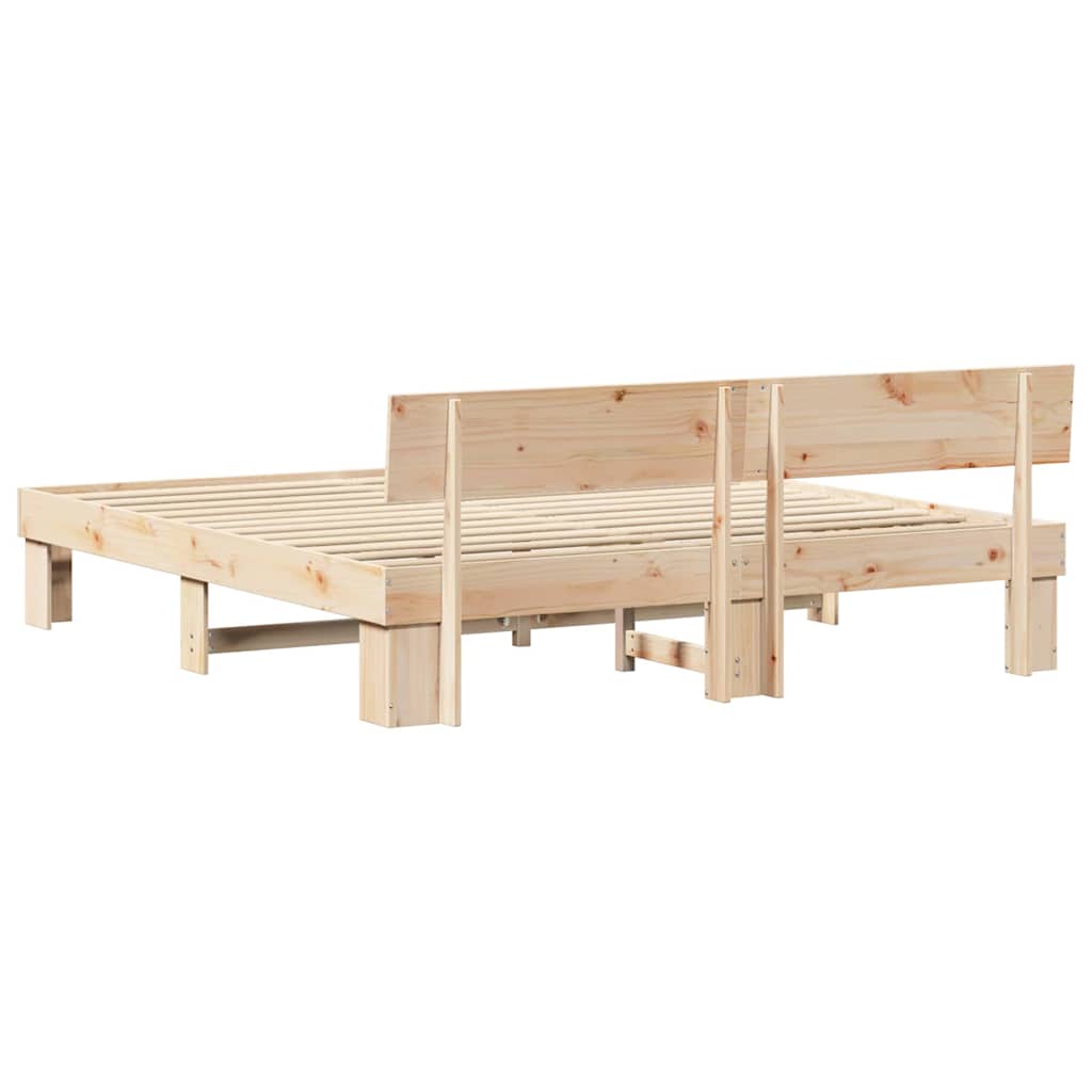 Bed Frame with Headboard Natural 180 x 200 cm Solid Pine Wood