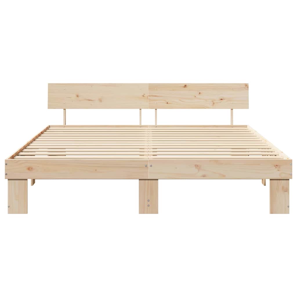 Bed Frame with Headboard Natural 180 x 200 cm Solid Pine Wood