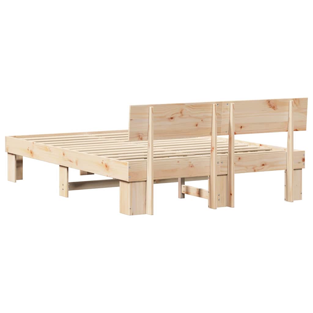 Bed Frame with Headboard Natural 160 x 200 cm Solid Pine Wood