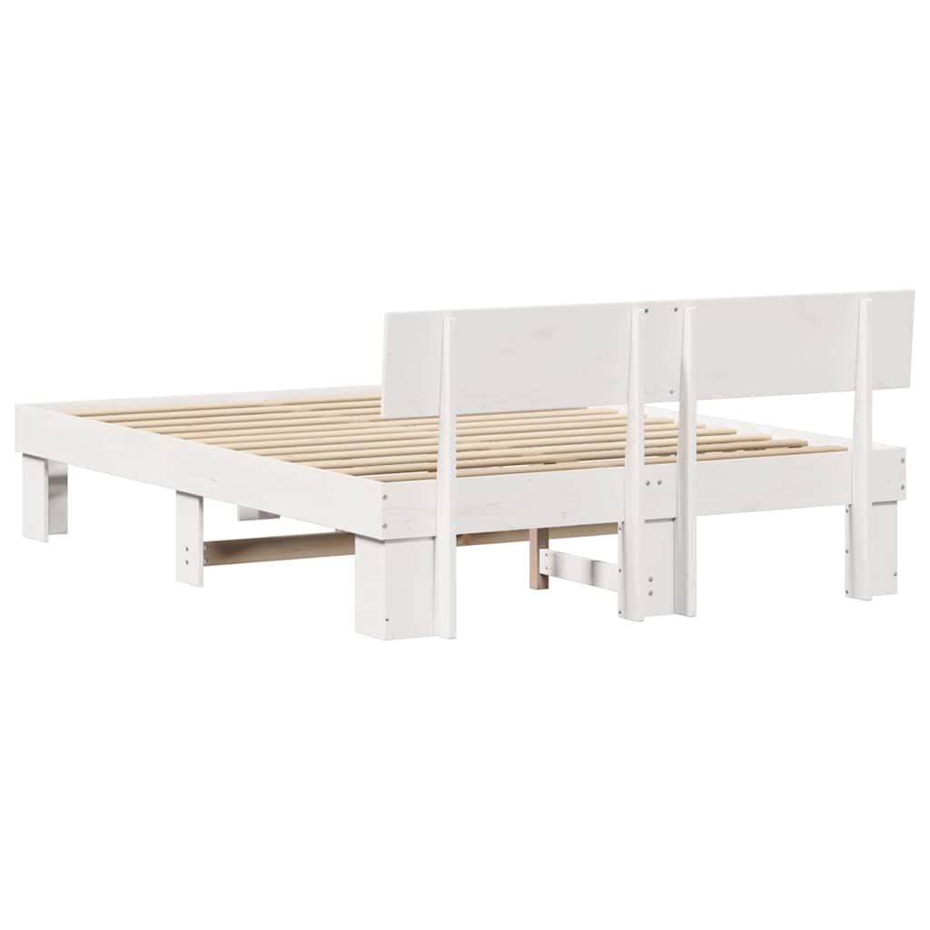 Bed Frame with Headboard White 160 x 200 cm Solid Pine Wood
