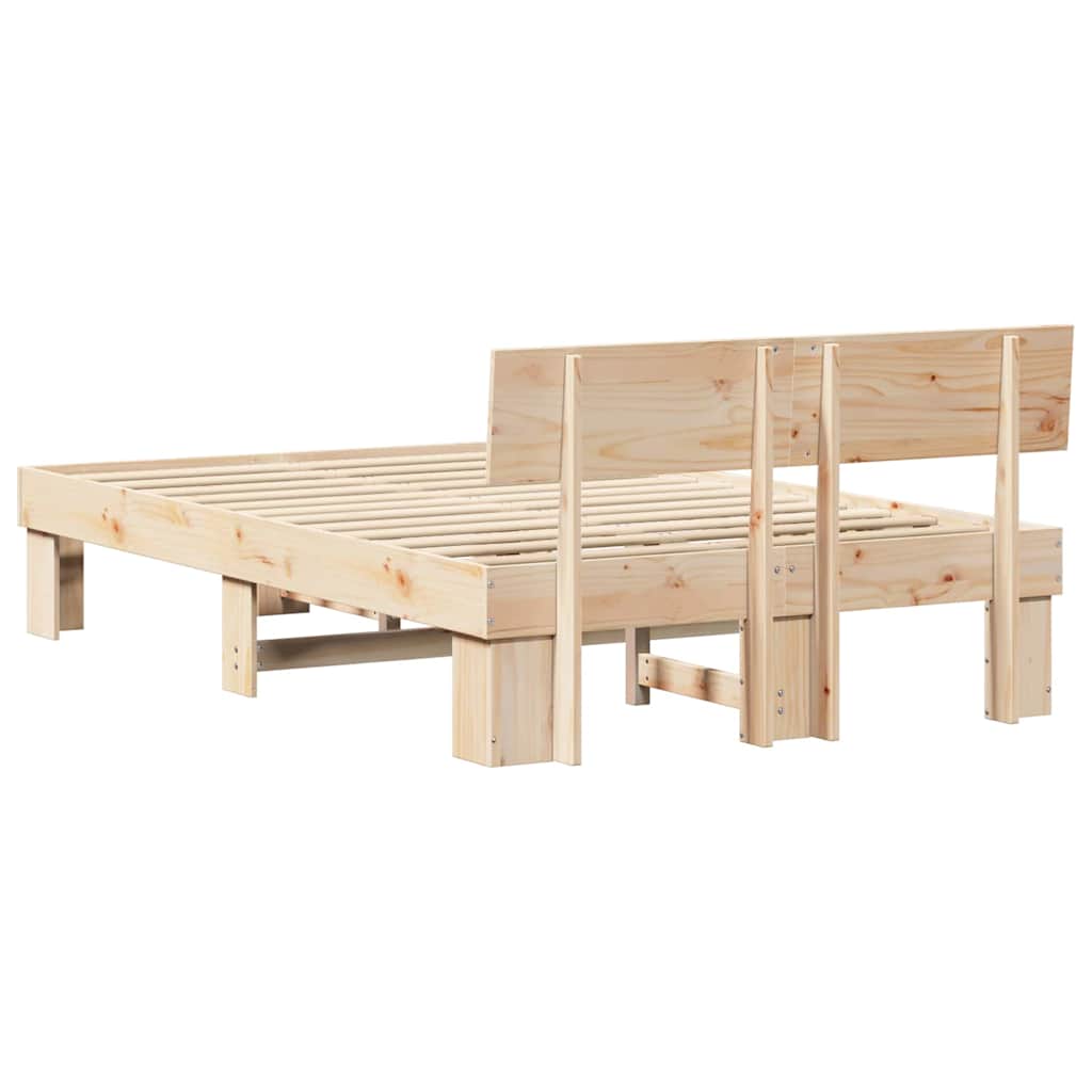 Bed Frame with Headboard Natural 120 x 200 cm Solid Pine Wood