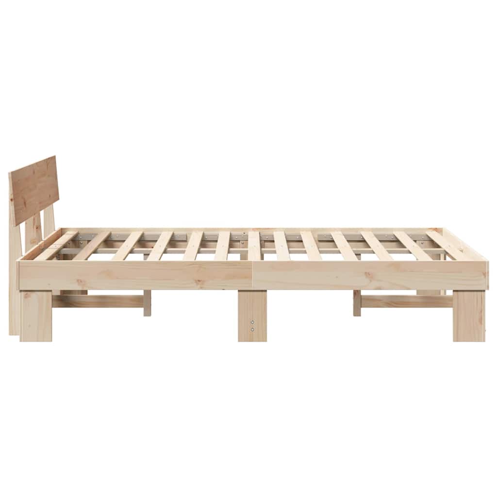Bed Frame with Headboard Natural 120 x 200 cm Solid Pine Wood