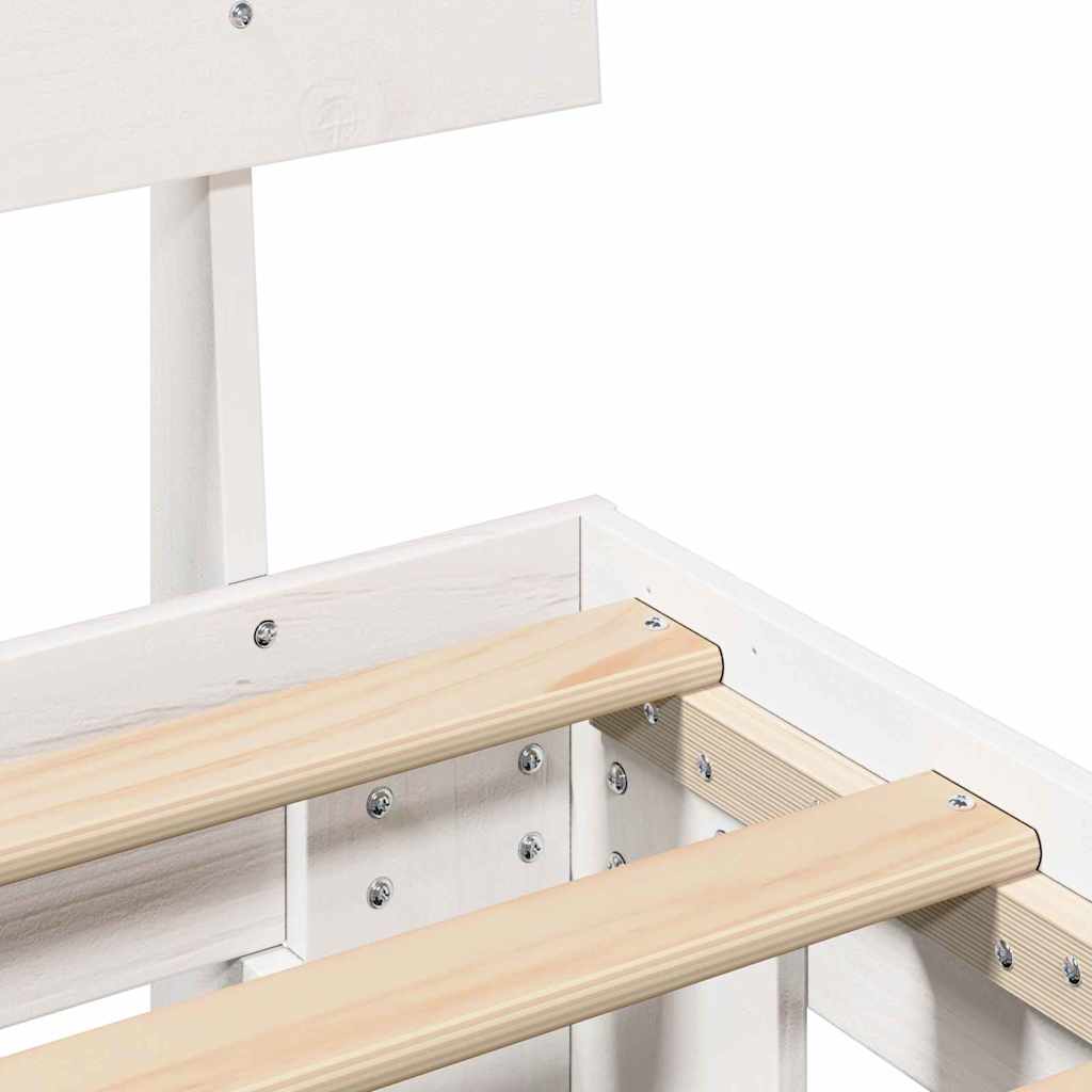 Bed Frame with Headboard White 135 x 190 cm Solid Pine Wood
